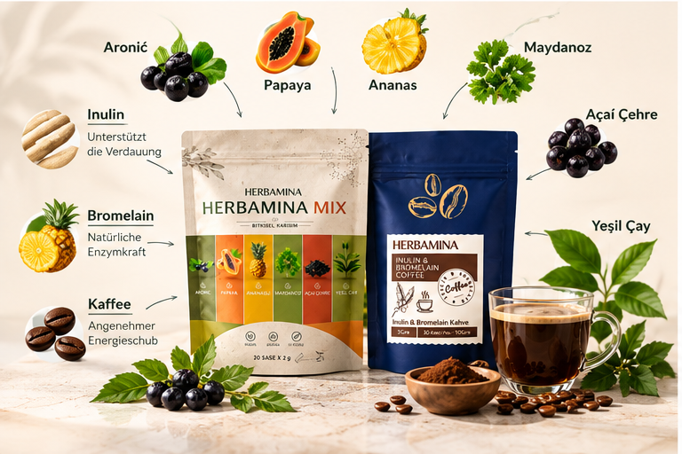 Herbamina Mix + Coffee – 2er Set – Infografik
