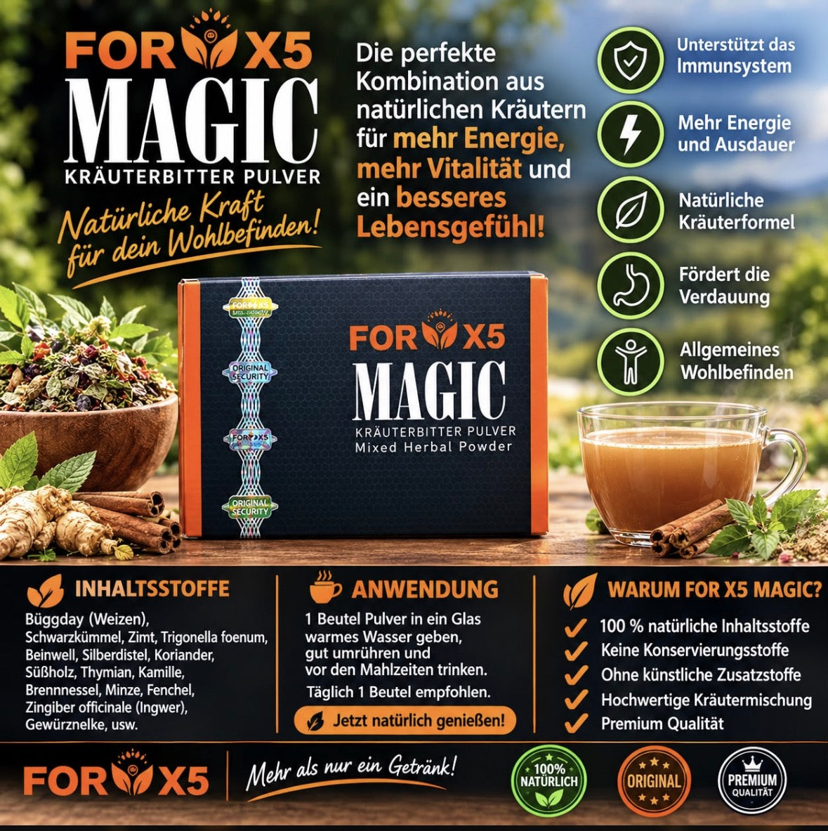 ForX5 Magic gemischtes Kräuterpulver – Produktansicht