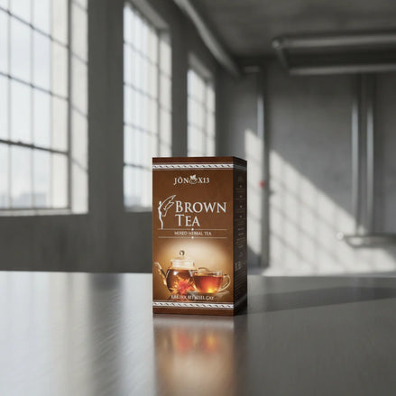 Jönx13 Brown Tea in a Jar – Organic Herbal Tea with Hibiscus, Mate & Chia Seeds