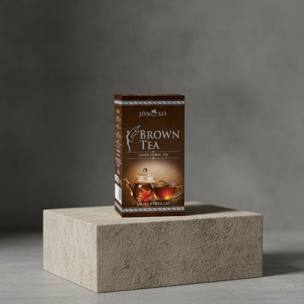 Jönx13 Brown Tea in a Jar – Organic Herbal Tea with Hibiscus, Mate & Chia Seeds