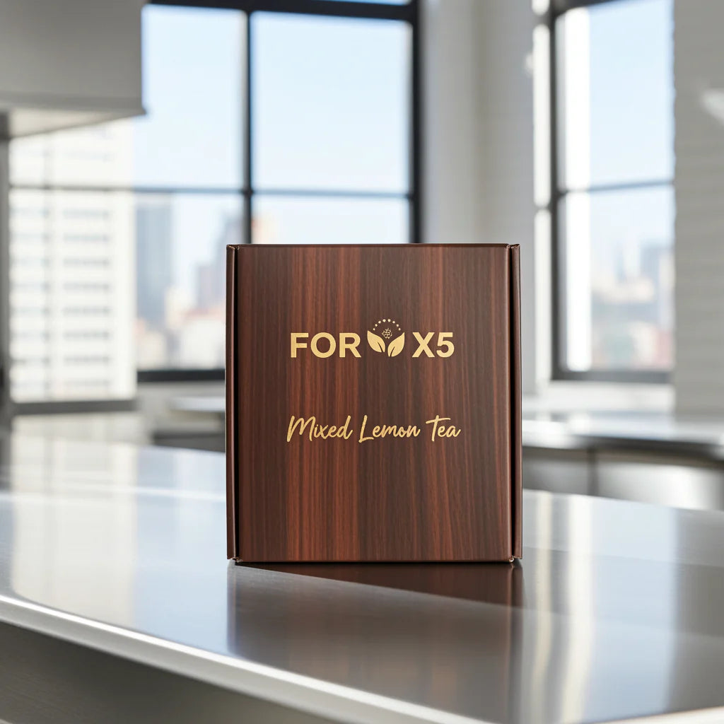 ForX5 Herbal Tea - with Lepidium & Lemon in an elegant wooden box