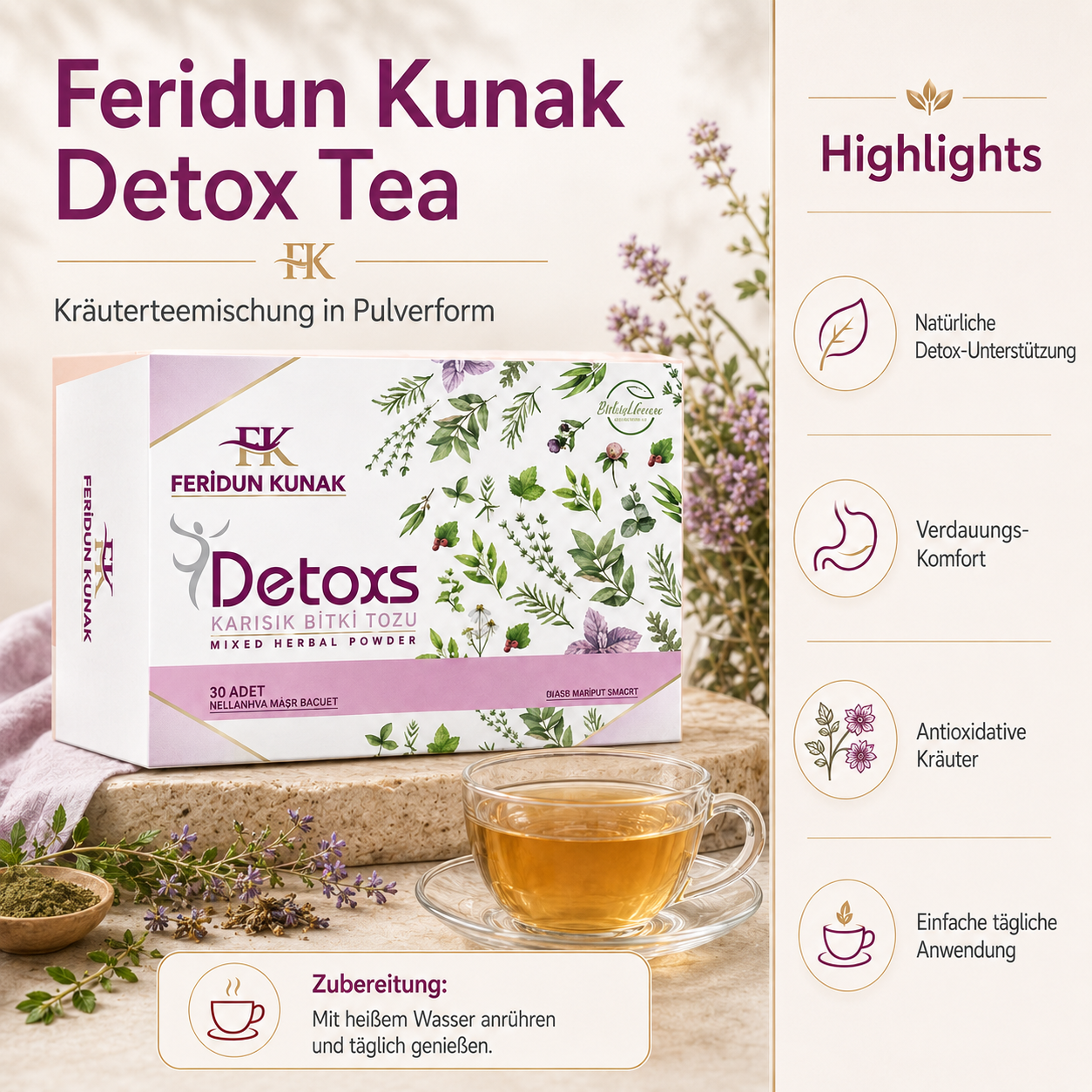 Feridun Kunak Kräutertee – Infografik