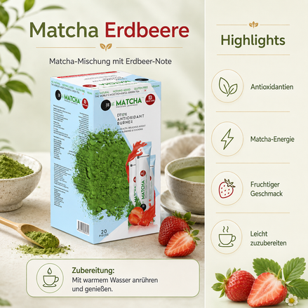 Matcha Premium Erdbeere – Infografik