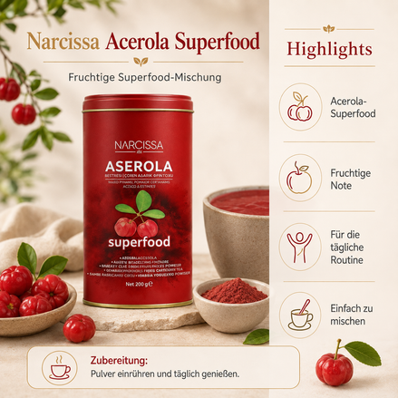Narcissa Acerola Kräuterpulver – Infografik
