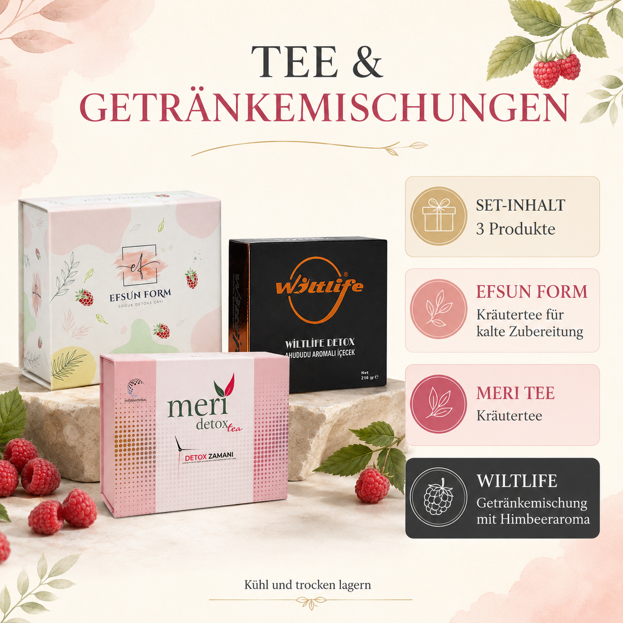Set mit Efsun Form, Meri Tee und Wiltlife Getränkemischung