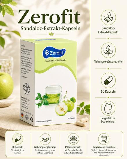 Zerofit Sandaloz-Extrakt-Kapseln – Infografik